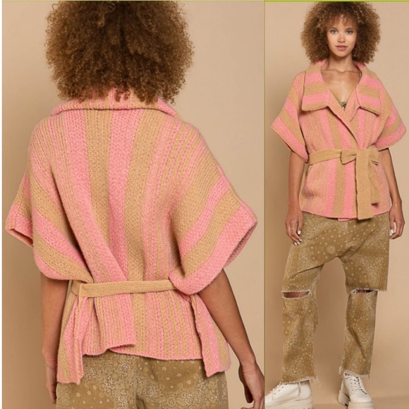 POL💗Belted Short Sleeve Cardigan💗 - Picture 2 of 5